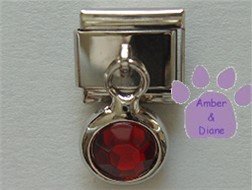 Round Dangle Garnet Crystal Birthstone Italian Charm for January