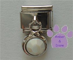 Round Dangle Pearl Crystal Birthstone Italian Charm for June