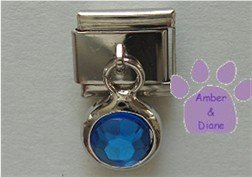 Round Dangle Sapphire Crystal Birthstone Italian Charm September