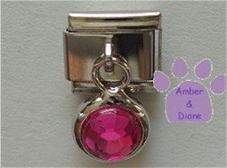 Round Dangle Tourmaline Crystal Birthstone Italian Charm October