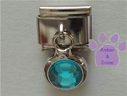 Round Dangle Zircon Crystal Birthstone Italian Charm December
