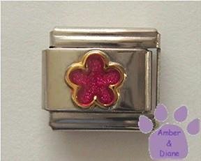 Pink Tourmaline Glitter Flower Italian Charm for October