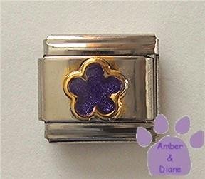 Purple Amethyst Glitter Flower Italian Charm for February