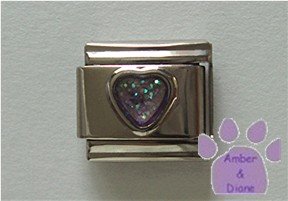 Glitter Heart Birthstone Italian Charm Alexandrite-Purple June