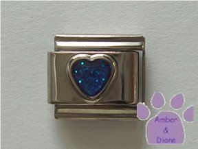 Glitter Heart Birthstone Italian Charm Sapphire-Blue for September