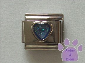 Glitter Heart Birthstone Italian Charm Zircon-Blue for December