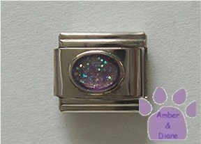 Glitter Oval Birthstone Italian Charm Alexandrite-Purple June