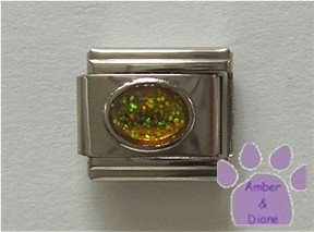 Glitter Oval Birthstone Italian Charm Topaz-Yellow for November