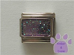 Glitter Rectangle Birthstone Italian Charm Alexandrite-Purple June