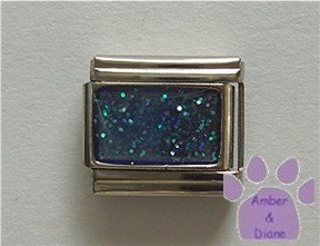 Glitter Rectangle Birthstone Italian Charm Zircon-Blue for December