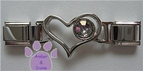 Birthstone Heart Italian Charm Connector Alexandrite-Purple June