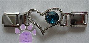 Birthstone Heart Italian Charm Connector Zircon-Blue December
