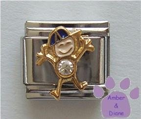 Boy April Birthstone Italian Charm with Diamond Crystal