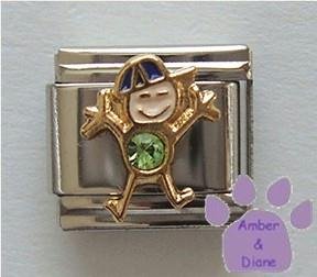 Boy August Birthstone Italian Charm with Peridot Crystal
