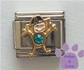 Boy December Birthstone Italian Charm Turquoise or Blue Zircon