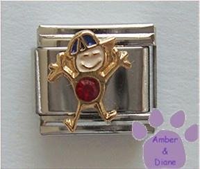 Boy January Birthstone Italian Charm with Garnet Crystal