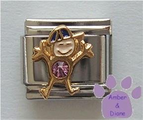 Boy June Birthstone Italian Charm with Alexandrite Crystal