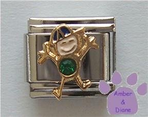 Boy May Birthstone Italian Charm with Emerald Crystal