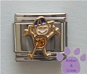Boy November Birthstone Italian Charm with Topaz Crystal