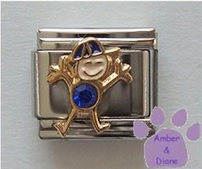 Boy September Birthstone Italian Charm with Sapphire Crystal