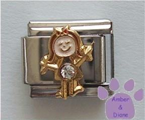 Girl April Birthstone Italian Charm with Diamond Crystal