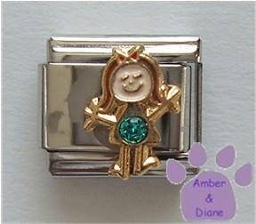 Girl December Birthstone Italian Charm Turquoise or Blue Zircon