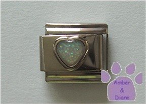 Glitter Heart Birthstone Italian Charm Diamond-White for April