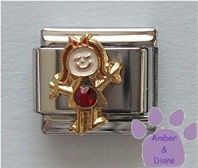 Girl January Birthstone Italian Charm Garnet Crystal