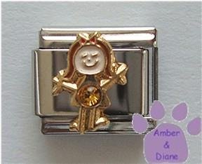 Girl November Birthstone Italian Charm with Topaz Crystal