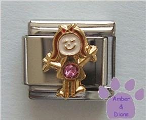 Girl October Birthstone Italian Charm Pink Tourmaline Crystal