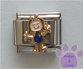 Girl September Birthstone Italian Charm with Sapphire Crystal