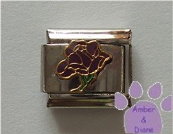 Open Rose Birthstone Italian Charm Amethyst-Purple for February
