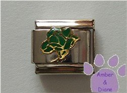 Open Rose Birthstone Italian Charm Emerald-Green for May
