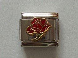 Open Rose Birthstone Italian Charm Garnet-Red for January