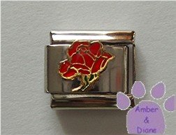 Open Rose Birthstone Italian Charm Ruby-Red for July