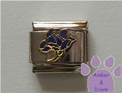 Open Rose Birthstone Italian Charm Sapphire-Blue for September