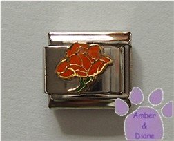 Open Rose Birthstone Italian Charm Topaz-Orange for November