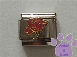 Open Rose Birthstone Italian Charm Tourmaline-Pink for October