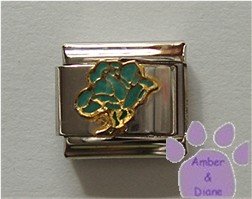 Open Rose Birthstone Italian Charm Turquoise-Blue for December