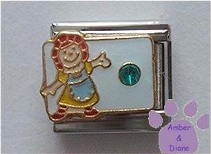 December Birthstone RAG DOLL Italian Charm Turquoise Blue Zircon