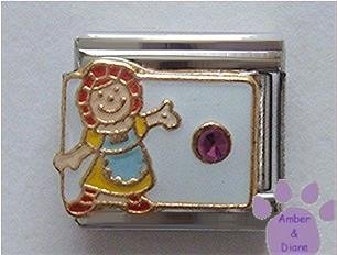 February Birthstone RAG DOLL Italian Charm with Amethyst Crystal