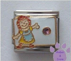 June Birthstone RAG DOLL Italian Charm with Alexandrite Crystal