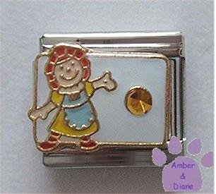 November Birthstone RAG DOLL Italian Charm with Topaz Crystal