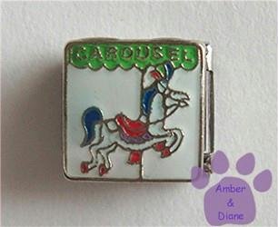 CAROUSEL in green enamel with White Horse Italian Charm