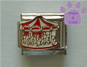 Red and White Carousel Italian Charm with white horses