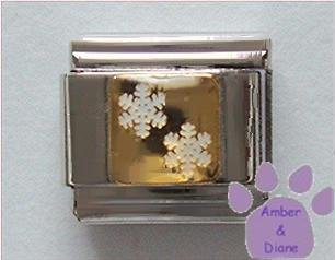 Pretty White Snowflakes Italian Charm set on Goldtone