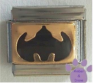 Black Bat Signal on Gold Background Batman Italian Charm