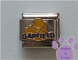 GARFIELD Italian Charm Garfield cat sitting with his name