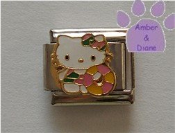 Hello Kitty in a Green and Pink Swimsuit Italian Charm innertube