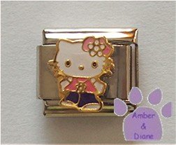 Hello Kitty in a Pink Shirt and Purple Pants Italian Charm